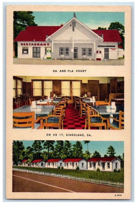 GA And FLA Court Restaurant Dining Room Kingsland Georgia GA, Multiview Postcard