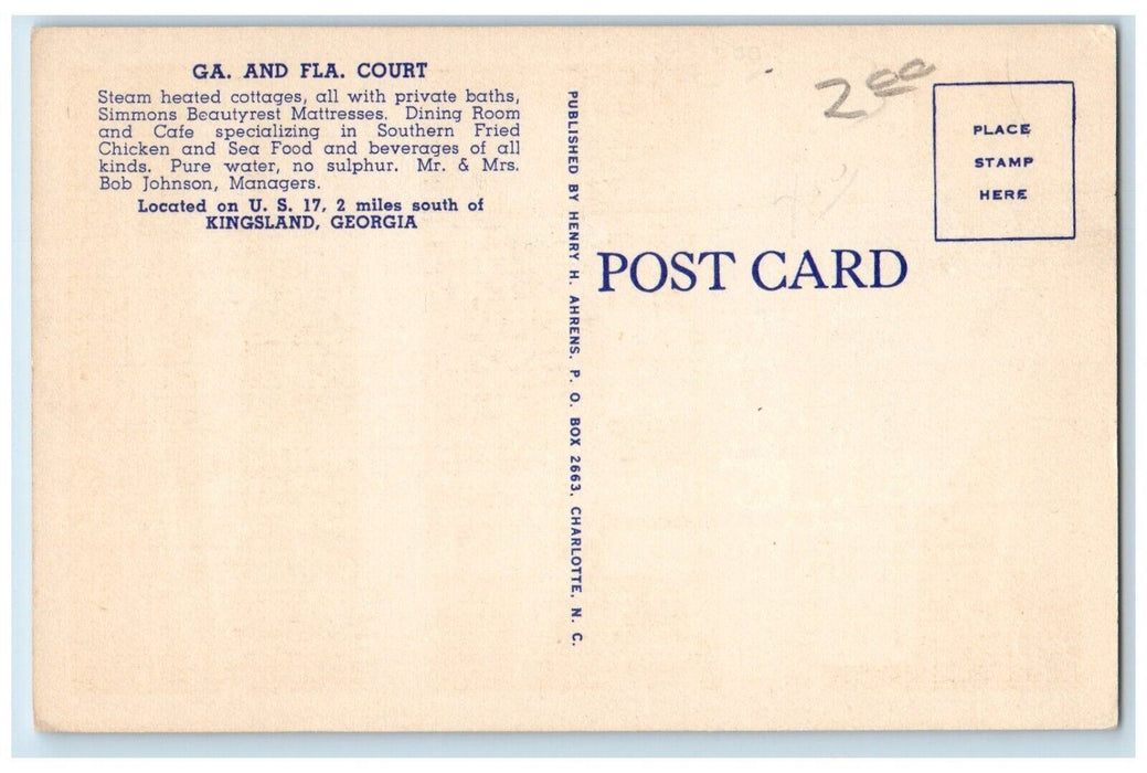 GA And FLA Court Restaurant Dining Room Kingsland Georgia GA, Multiview Postcard