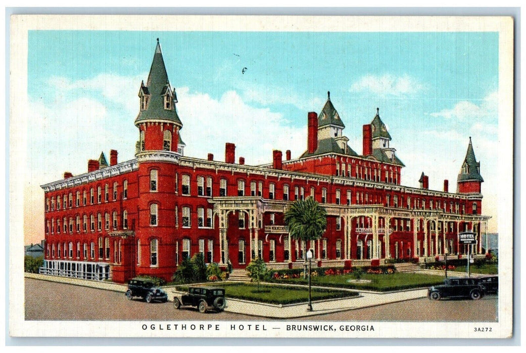 c1930's Oglethorpe Hotel Building Cars Street View Brunswick Georgia GA Postcard