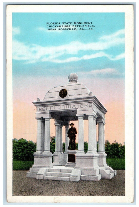Florida State Monument Chickamauga Battlefield Near Rossville GA Postcard