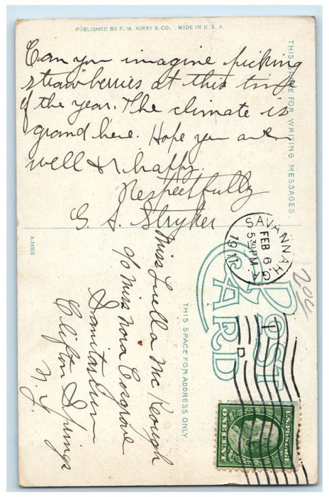 1911 View Of City Market Savannah Georgia GA Posted Antique Postcard