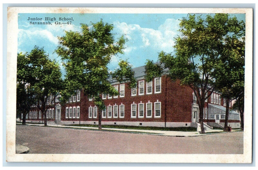 c1910's Junior High School Building Scene Street Savannah Georgia GA Postcard