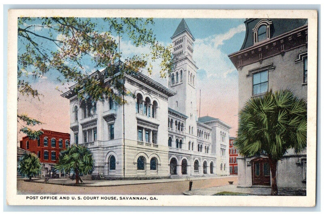 c1930's Post Office And US Court House Building Savannah Georgia GA Postcard