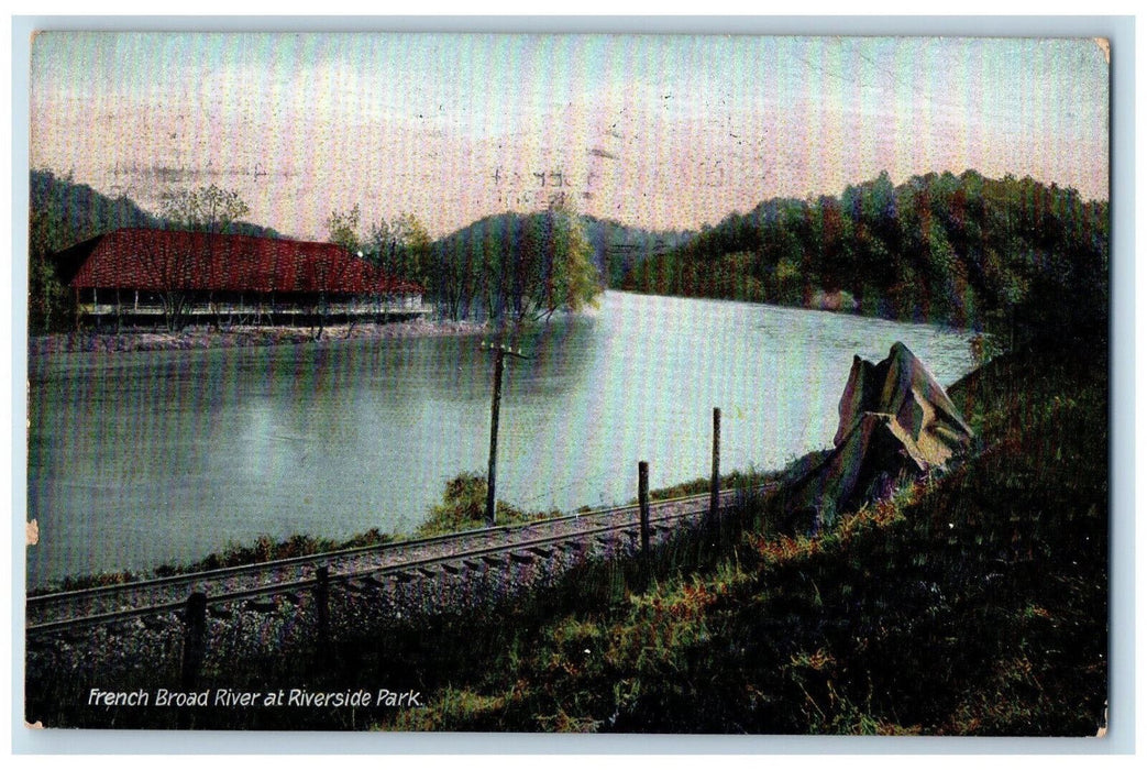 1908 French Broad River at Riverside Park Asheville North Carolina NC Postcard