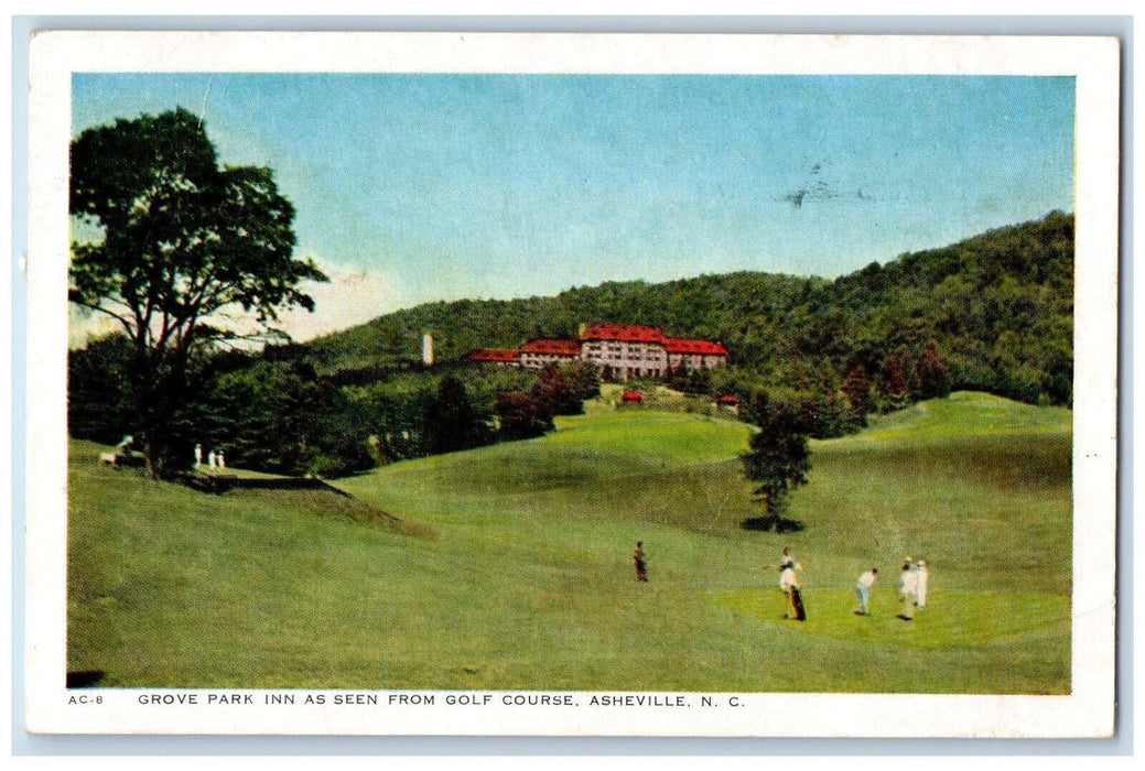 1948 Grove Park Inn Seen from Golf Course Asheville North Carolina NC Postcard