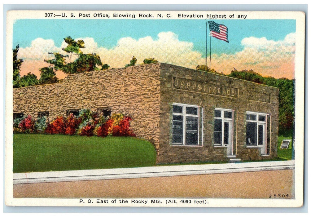 c1920's East of Rocky Mts US Post Office Blowing Rock North Carolina NC Postcard