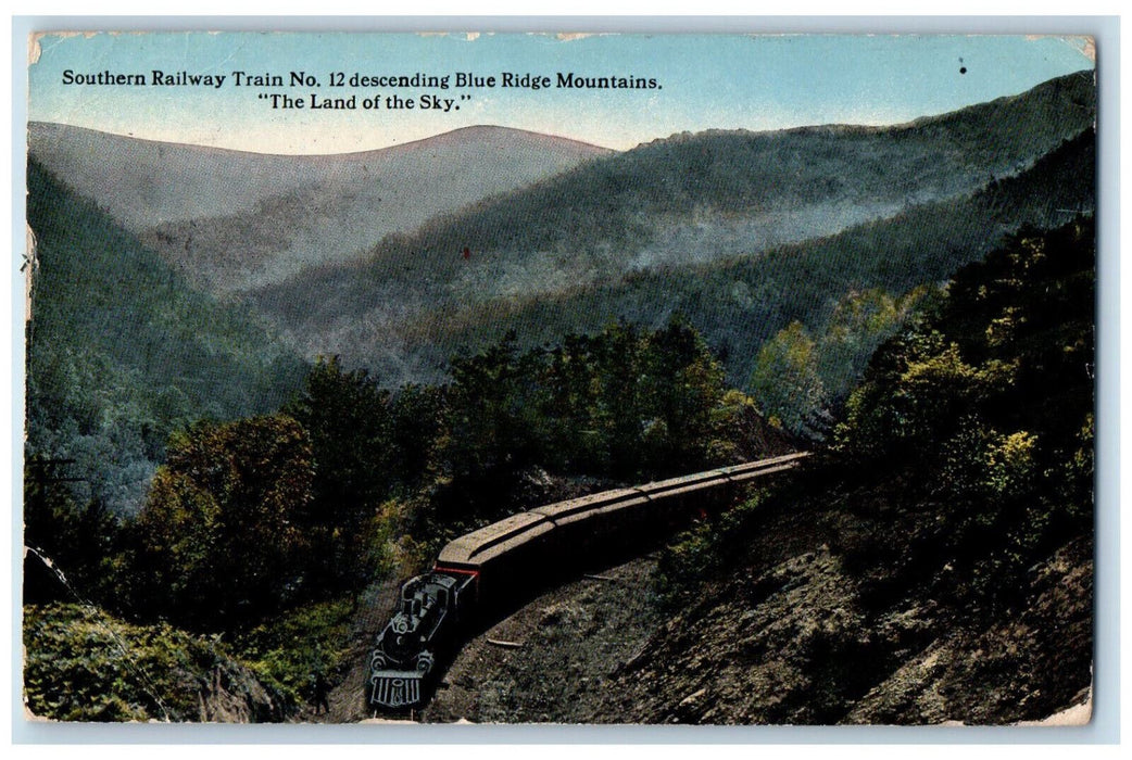 1914 Southern Railway Train No. 12 Asheville NC Jo Newcomer Stamp Postcard