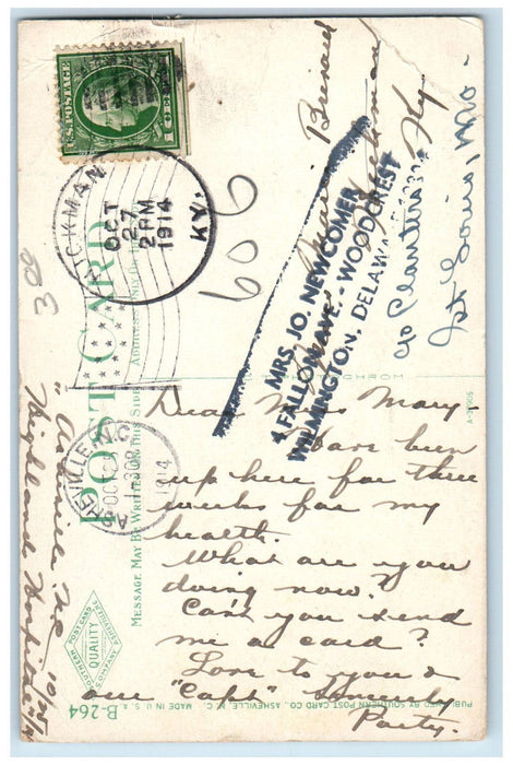1914 Southern Railway Train No. 12 Asheville NC Jo Newcomer Stamp Postcard
