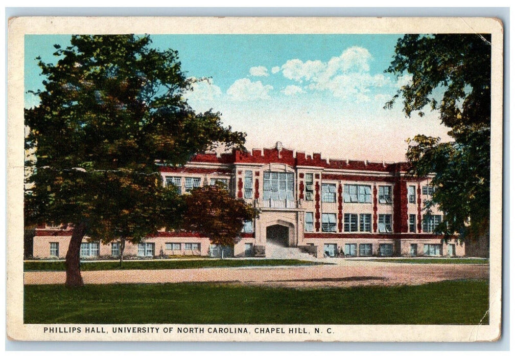 c1940's Phillips Hall University of North Carolina Chapel Hill NC Postcard