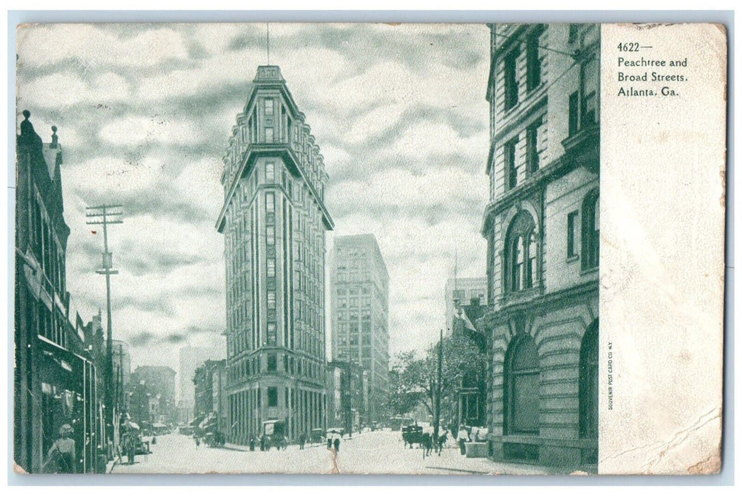 1906 Peachtree And Broad Streets Buildings View Atlanta Georgia GA Postcard