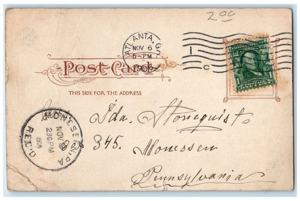 1906 Peachtree And Broad Streets Buildings View Atlanta Georgia GA Postcard