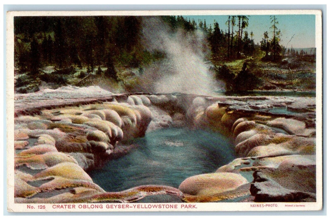 c1910's Crater Oblong Geyser Yellowstone Park Wyoming WY, Haynes Photo Postcard