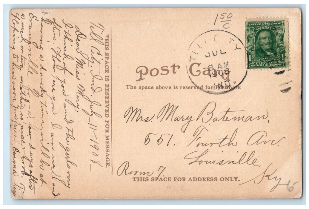 1908 View From Catholic Church Steeple Tell City Indiana IN Antique Postcard