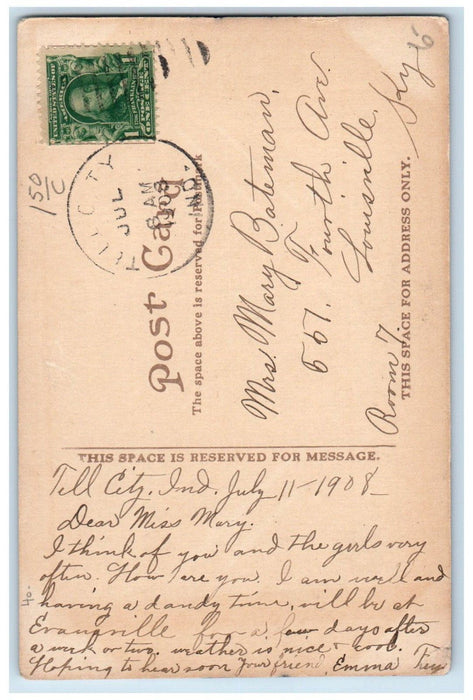 1908 View From Catholic Church Steeple Tell City Indiana IN Antique Postcard
