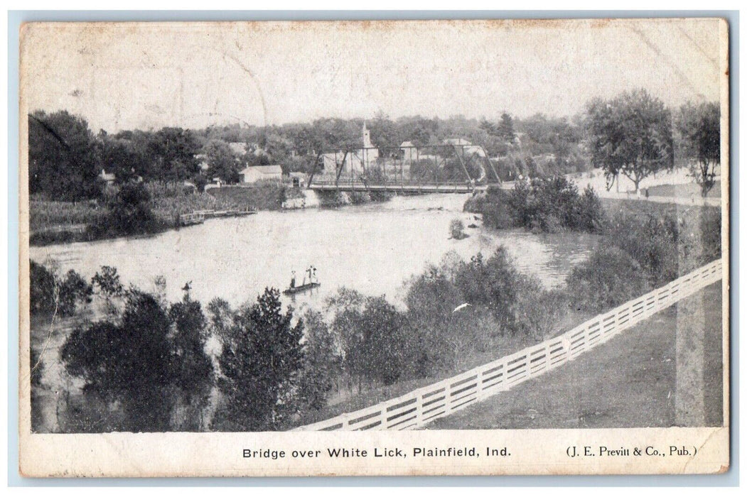 c1910's View Of Bridge Over White Lick Plainfield Indiana IN Antique Postcard
