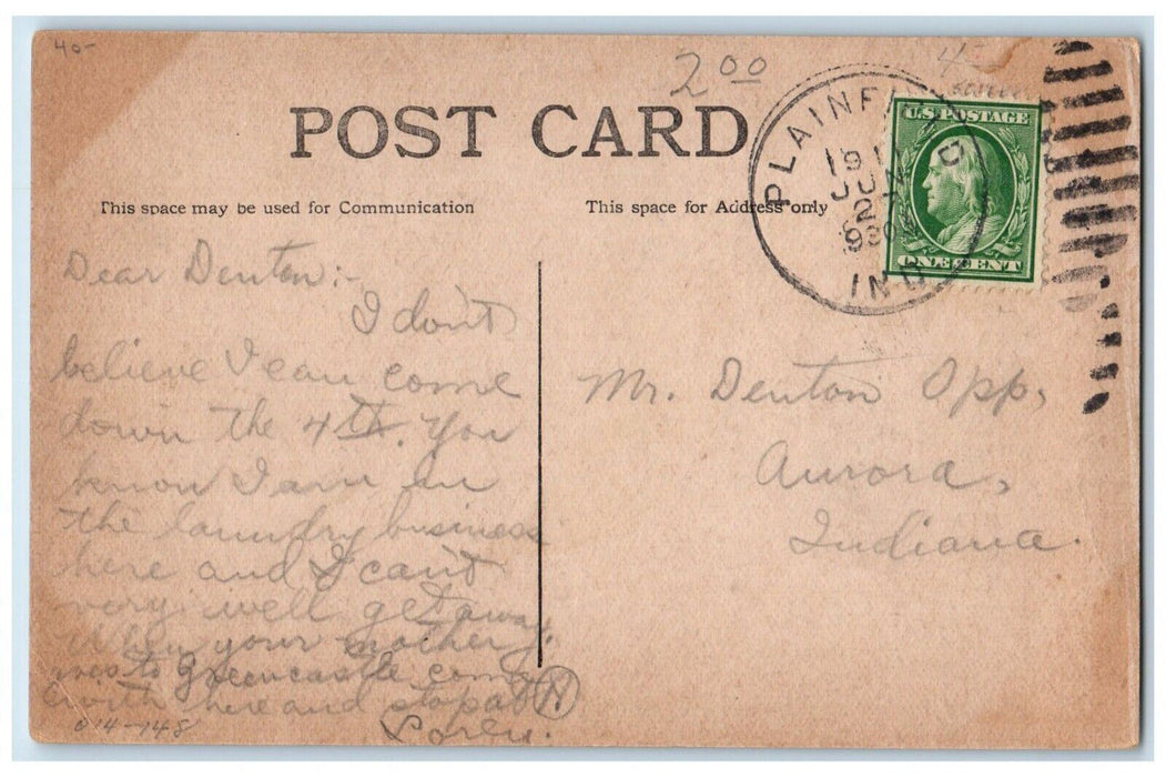 c1910's View Of Bridge Over White Lick Plainfield Indiana IN Antique Postcard