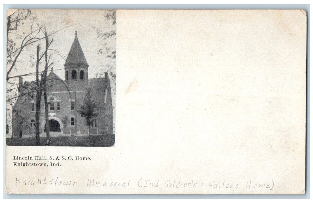 c1905 Lincoln Hall S & SO Home Knightstown Indiana IN Posted Antique Postcard