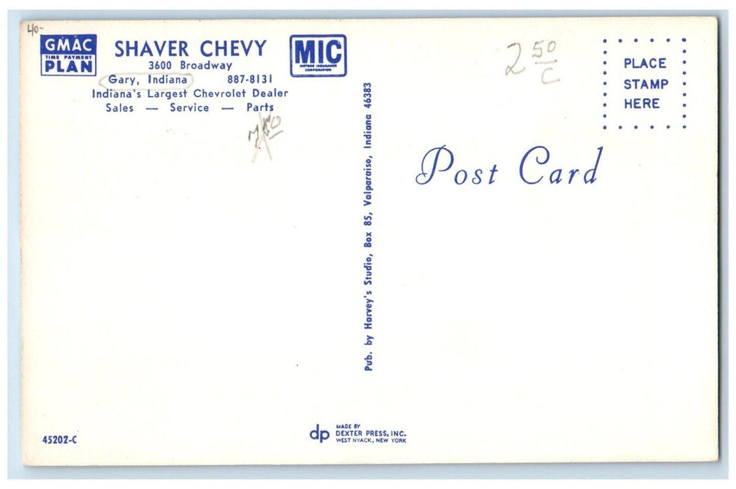 c1960's Shaver Chevy Car Trucks Roadside Gary Indiana IN Dual View Postcard