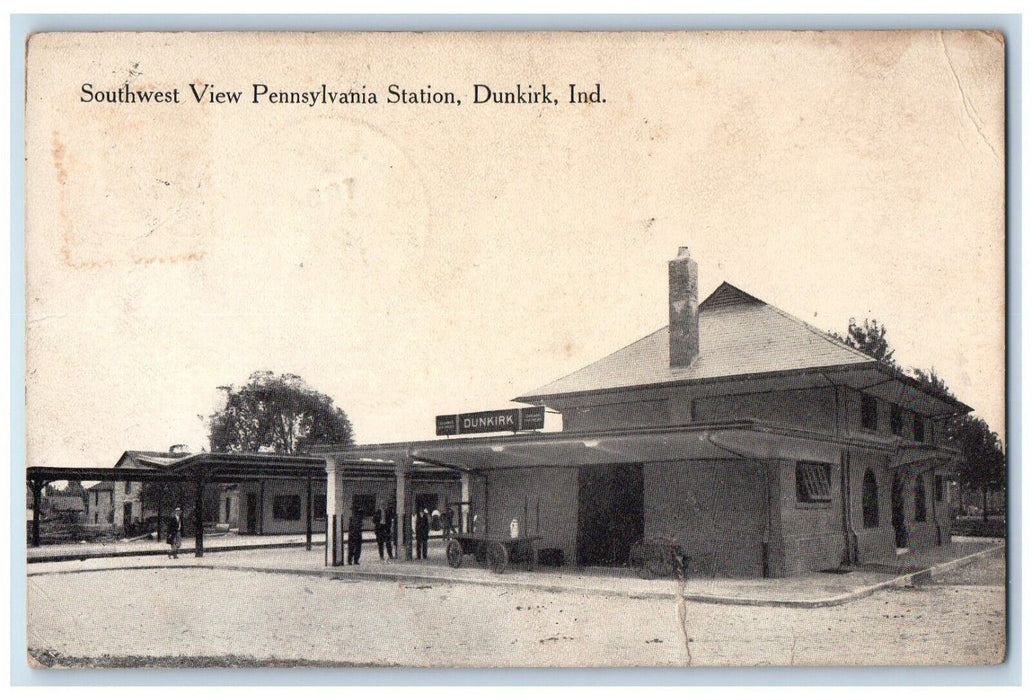 1913 Southwest View Pennsylvania Station Depot Dunkirk Indiana IN Postcard