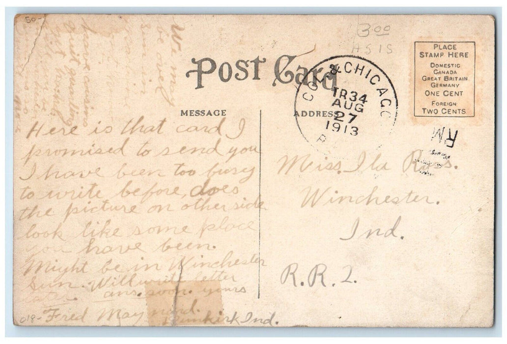 1913 Southwest View Pennsylvania Station Depot Dunkirk Indiana IN Postcard