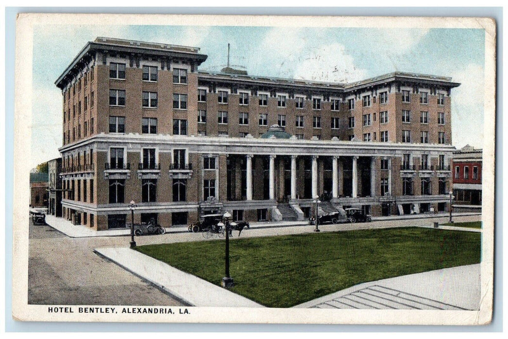 1918 Horse Carriage Hotel Bentley Alexandria Louisiana LA Posted Postcard