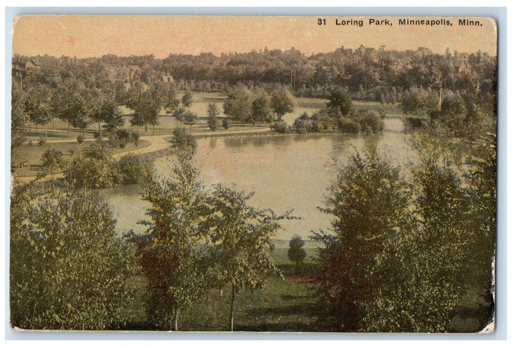 View Of Loring Park Lake Minneapolis Minnesota MN Soo Line Advertising Postcard