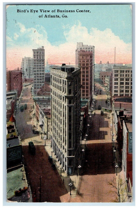 1911 Bird's Eye View of Business Center of Atlanta Georgia GA Postcard