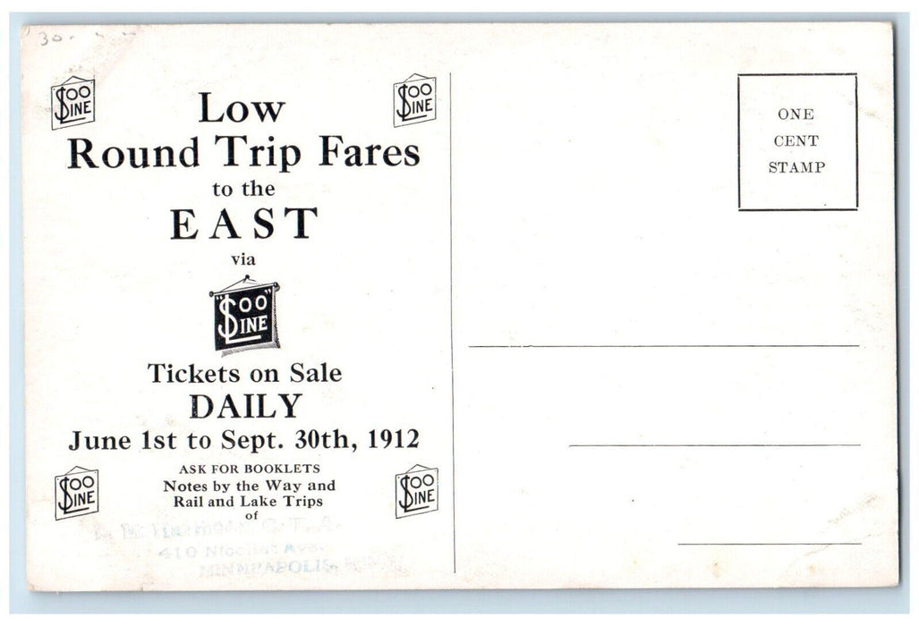 Locks Sault Ste. Marie Michigan MI, Soo Line Advertising Unposted Postcard