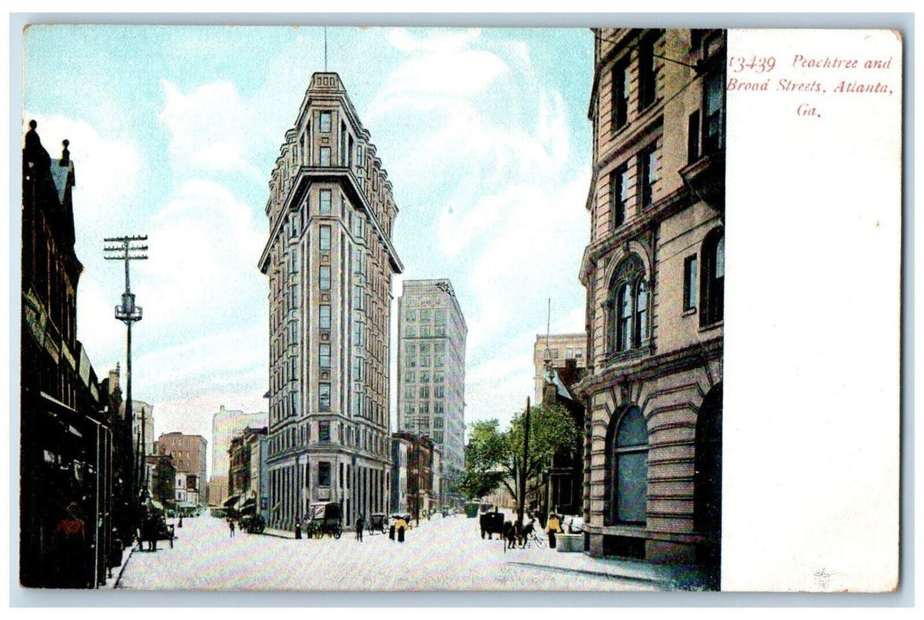 c1905 Peachtree and Broad Streets Atlanta Georgia GA Unposted Antique Postcard
