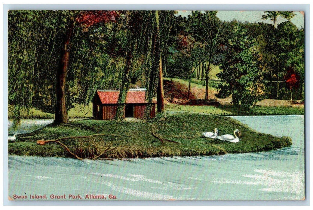 c1910 Swan Island Grant Park Atlanta Georgia GA Unposted Antique Postcard