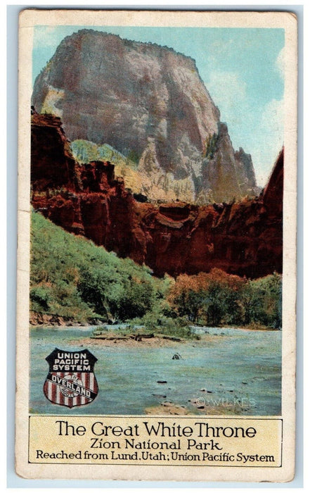 The Great White Throne Zion National Park Lund UT Union Pacific System Postcard