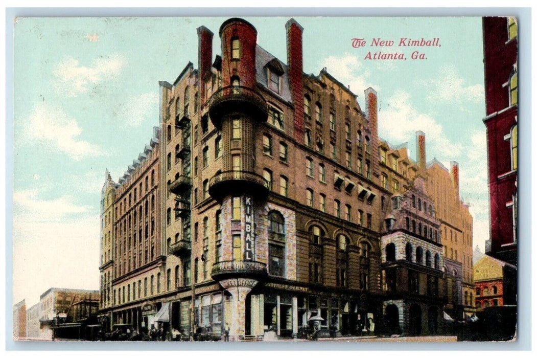 1911 New Kimball Atlanta Georgia GA Longmeadow RI Posted Antique Postcard