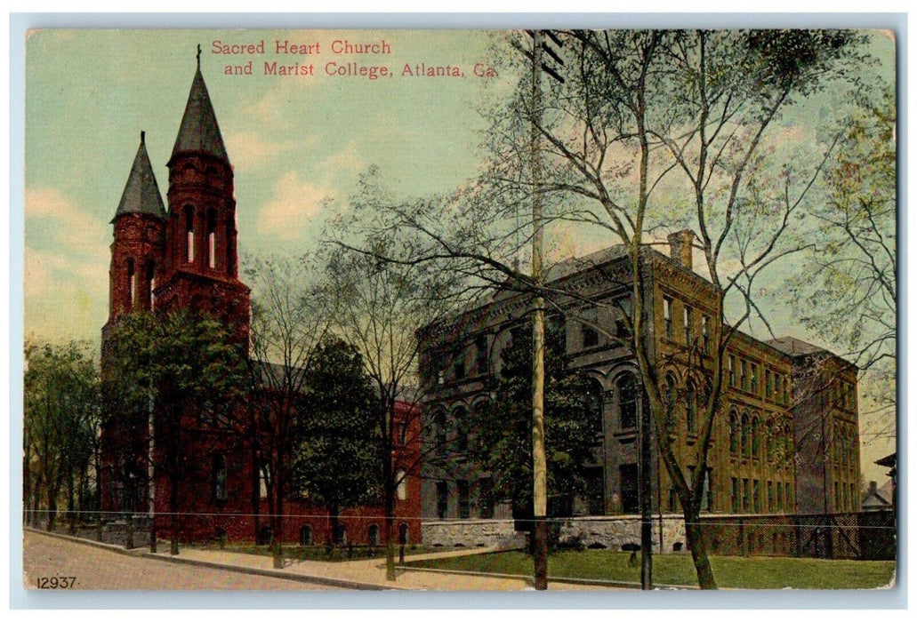 c1910 Sacred Heart Church and Marist College Atlanta Georgia GA Postcard