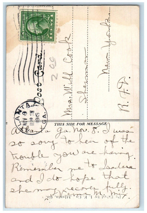 1915 Animals at Grant Park Atlanta GA Antique Posted IF Co. Postcard