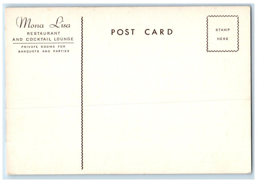 1910 Mona Lisa Restaurant Cocktail Lounge Wilshire Blvd Los Angeles CA  Postcard
