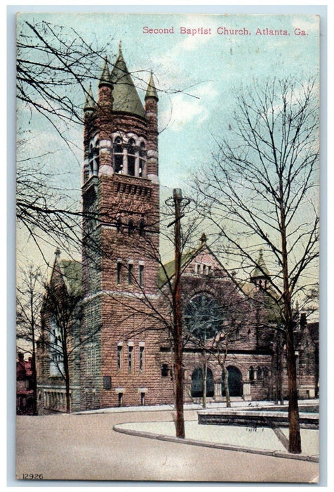 1910 Second Baptist Church Atlanta Georgia GA Antique Posted Postcard