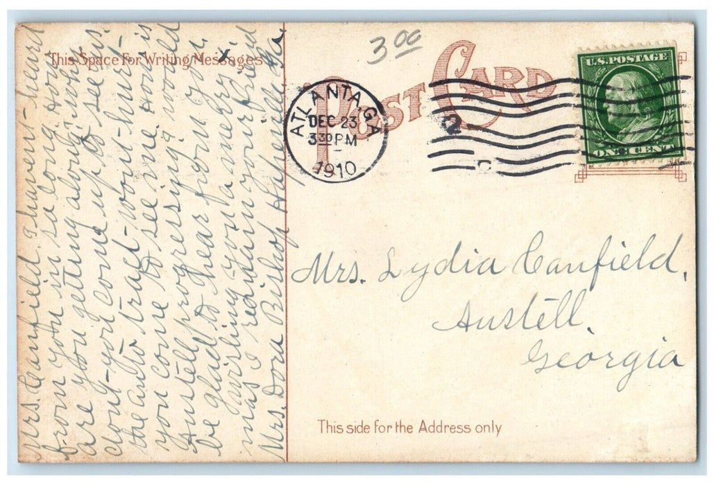 1910 Second Baptist Church Atlanta Georgia GA Antique Posted Postcard