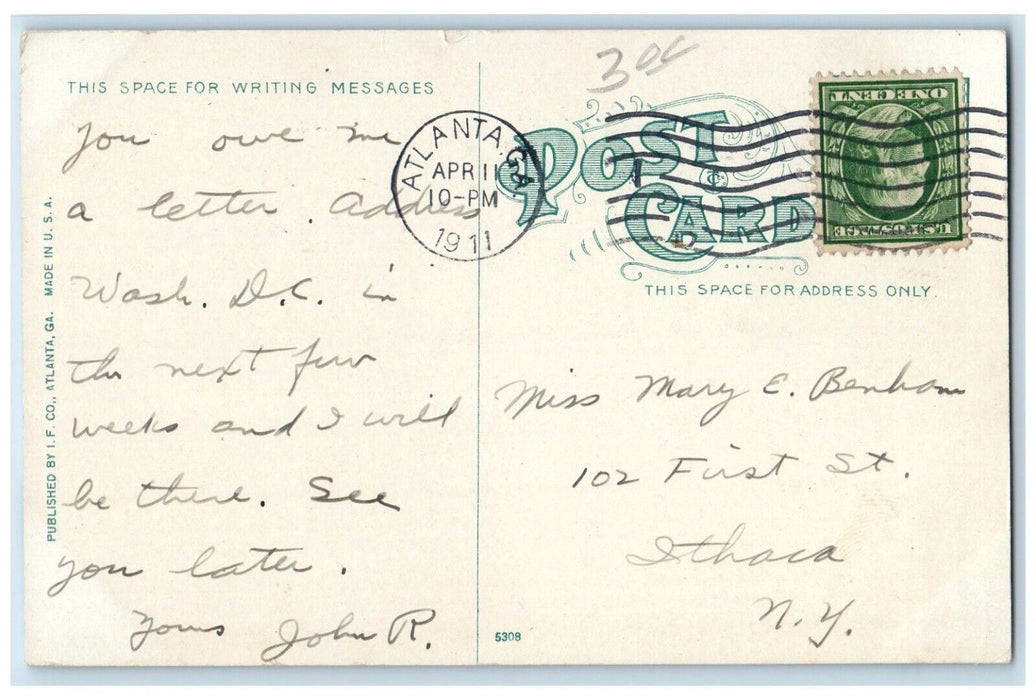 1911 Carriage Terminal Station Atlanta Georgia GA Antique Posted Postcard