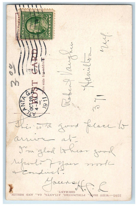 1911 Terminal Station Atlanta Georgia GA Constitution Arc Logo Posted Postcard