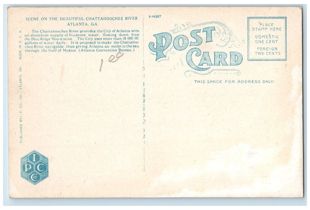 c1940's Scene on the Beautiful Chattahoochee River Atlanta Georgia GA Postcard