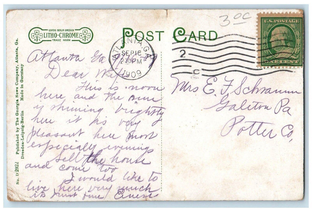 1909 Army Soldiers Carriage Atlanta Georgia GA Posted Antique Postcard