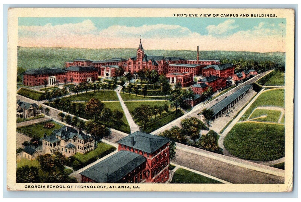 1923 Aerial View Campus Buildings GA School of Technology Atlanta GA Postcard
