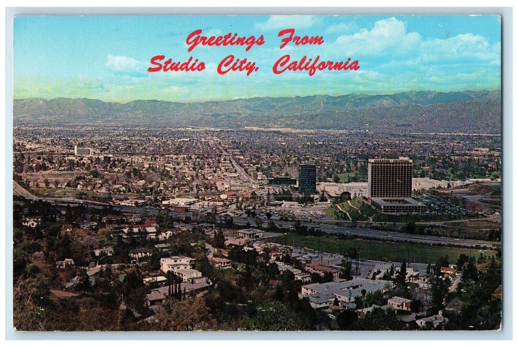 1961 Greetings From Studio City San Fernando Complex Valley California Postcard