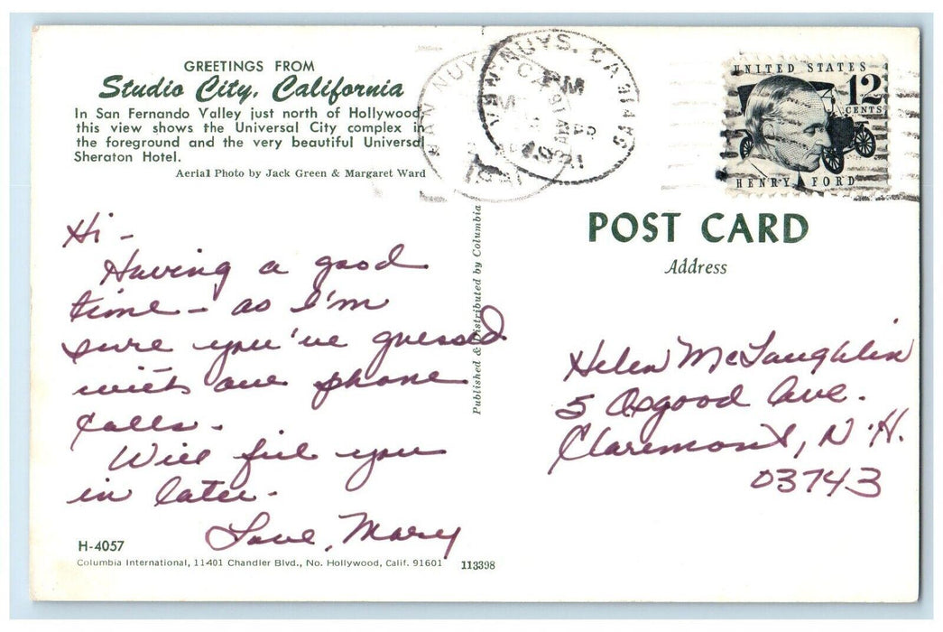 1961 Greetings From Studio City San Fernando Complex Valley California Postcard