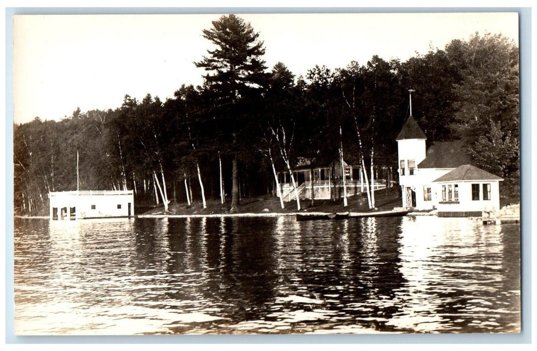 c1910's Residence Boat House Lake Sunapee NH RPPC Photo Unposted Postcard