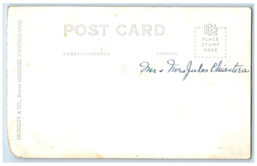 c1940's Boy Ed Clark's Eskimo Dog Ranch Woodstock NH RPPC Photo Postcard