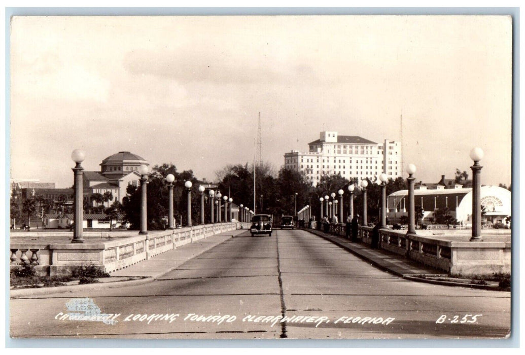 c1940's Causeway Looking Towards Clearwater Florida FL RPPC Photo Postcard