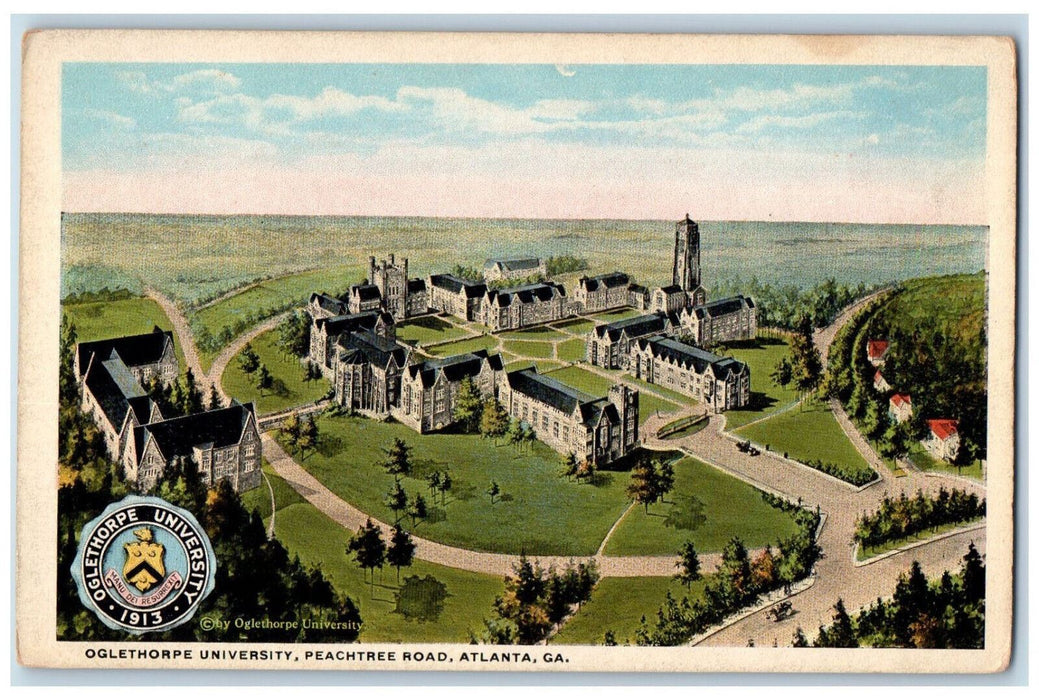 1913 Oglethorphe University Logo Peachtree Road Atlanta Georgia GA Postcard