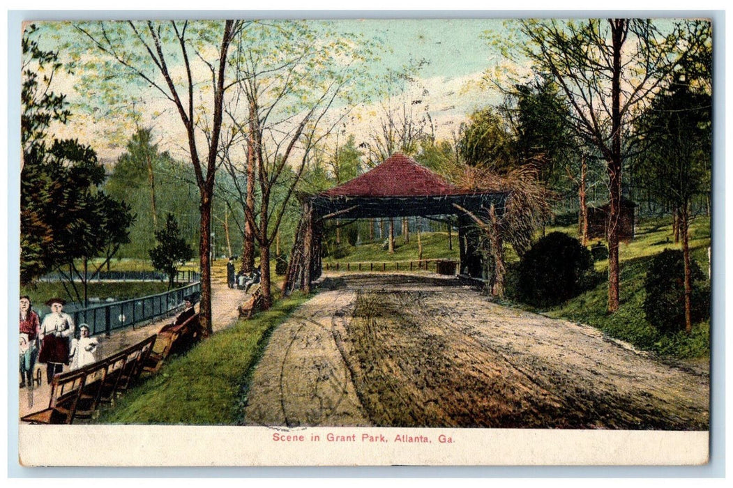 1908 Scene in Grant Park Atlanta Georgia GA Antique Posted Postcard