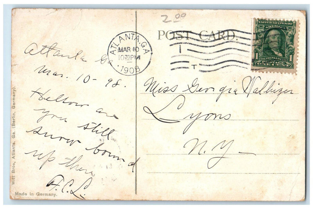 1908 Scene at Ponce De Leon Park Atlanta Georgia GA Antique Posted Postcard